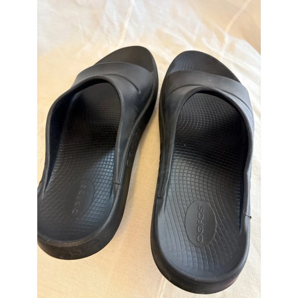 OOFOS OOahh Recovery Slides Black Foam Sandals Mens 11 Womens 13 EU 44